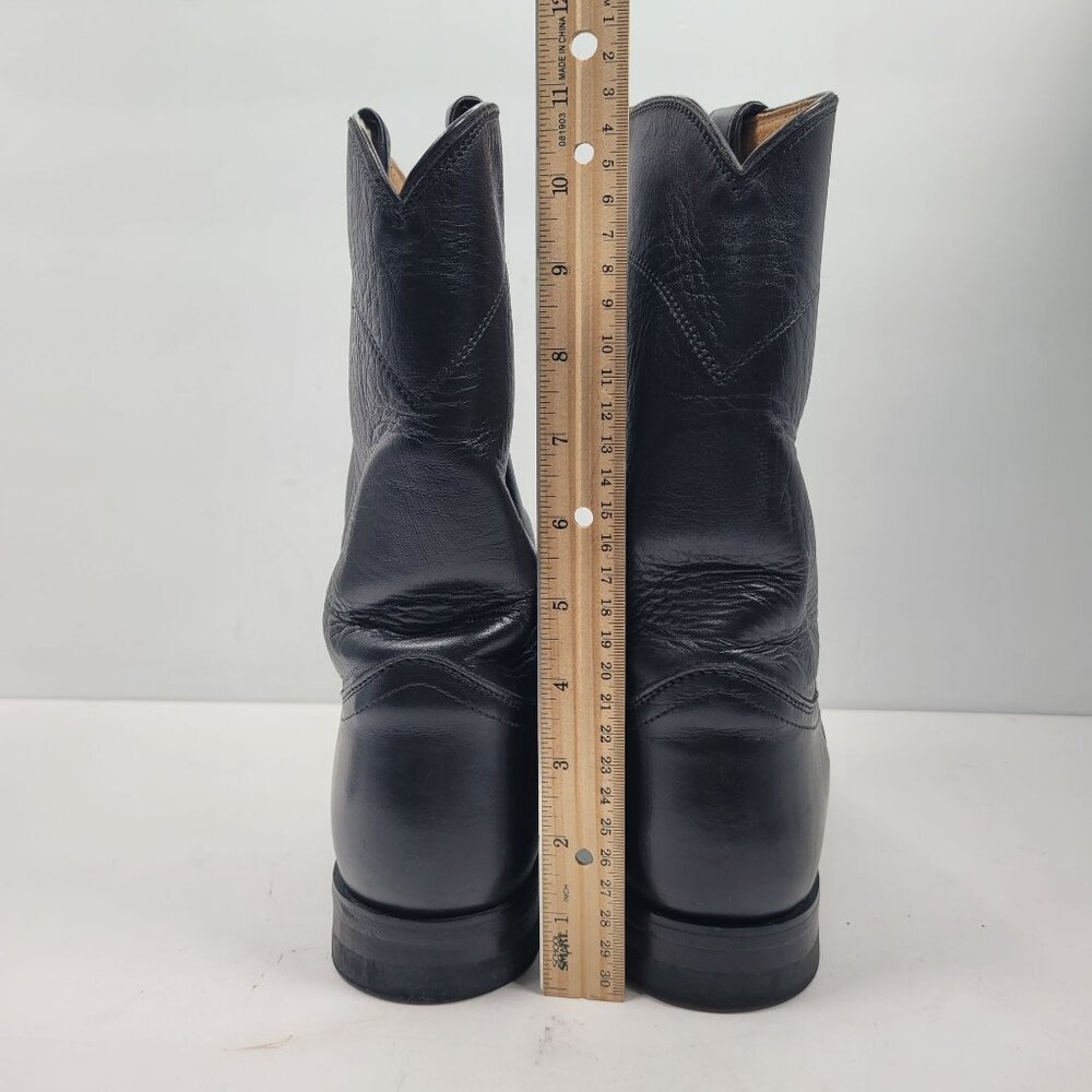 Justin Jackson 10" Roper Men's Black Leather Western Cowboy Boots US Size 13B - Picture 9 of 11